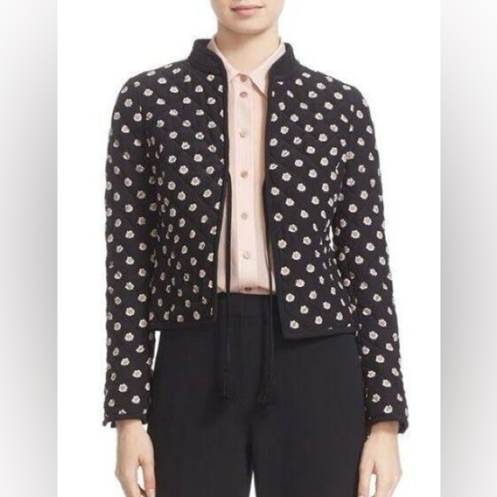 Kate Spade ditzy floral silk quilted jacket EUC